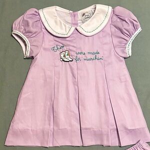 Seaux Smocked Mardi Gras Boots Embroidered Bloomer Set
